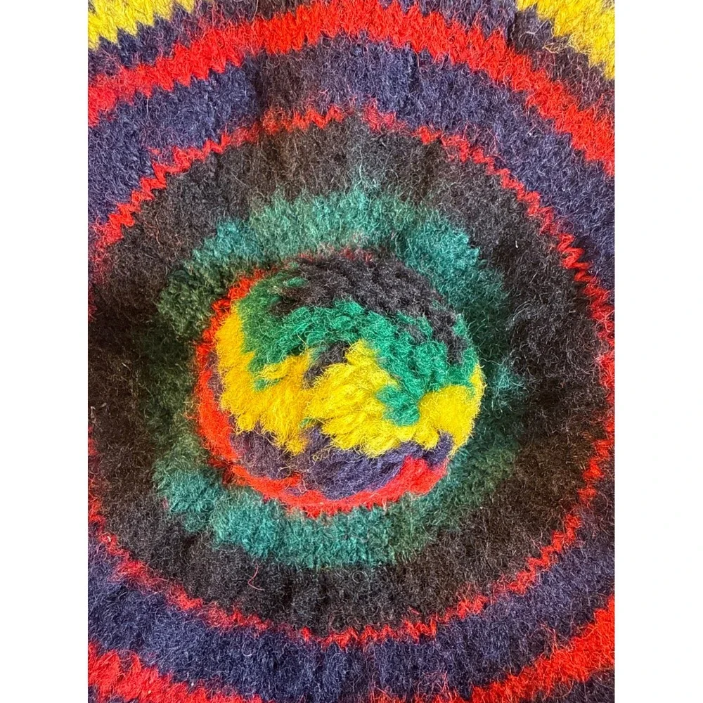 Vintage Striped Knit Beret Hat Unisex OS Multicolor Excellent Pom Pom Top
